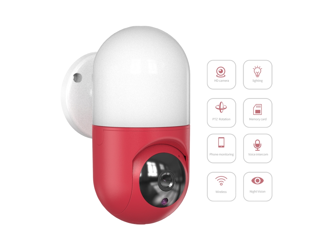 Lâmpada De Parede Câmera Ip Wi-fi 1080p Visão Noturna 360° Monitoramento Bebê Pet Com Áudio Bidirecional