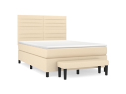 Cama com Molas/colchão 140x200 Cm Tecido Cor Creme MAISON EXCLUSIVE