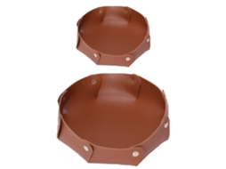 Organizador Bandeja Circular Entrada Minimalista RNEMITERY Pele Castanho (27x27x4cm)
