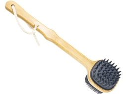 Escova De Banho Esfoliante E Massageadora Healeved Com Cabo Longo Em Silicone Preto Cinza Para Uso Corporal Adulto