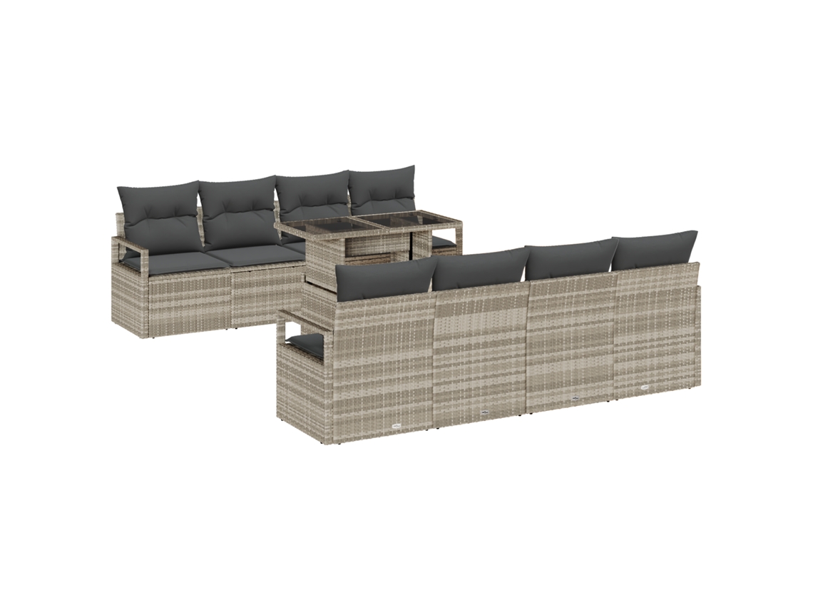 Conjunto 9 Conjunto De Sofás Para Exterior Vidaxl Cinzento-claro Vime Pe (100 X 55 X 73 Cm)