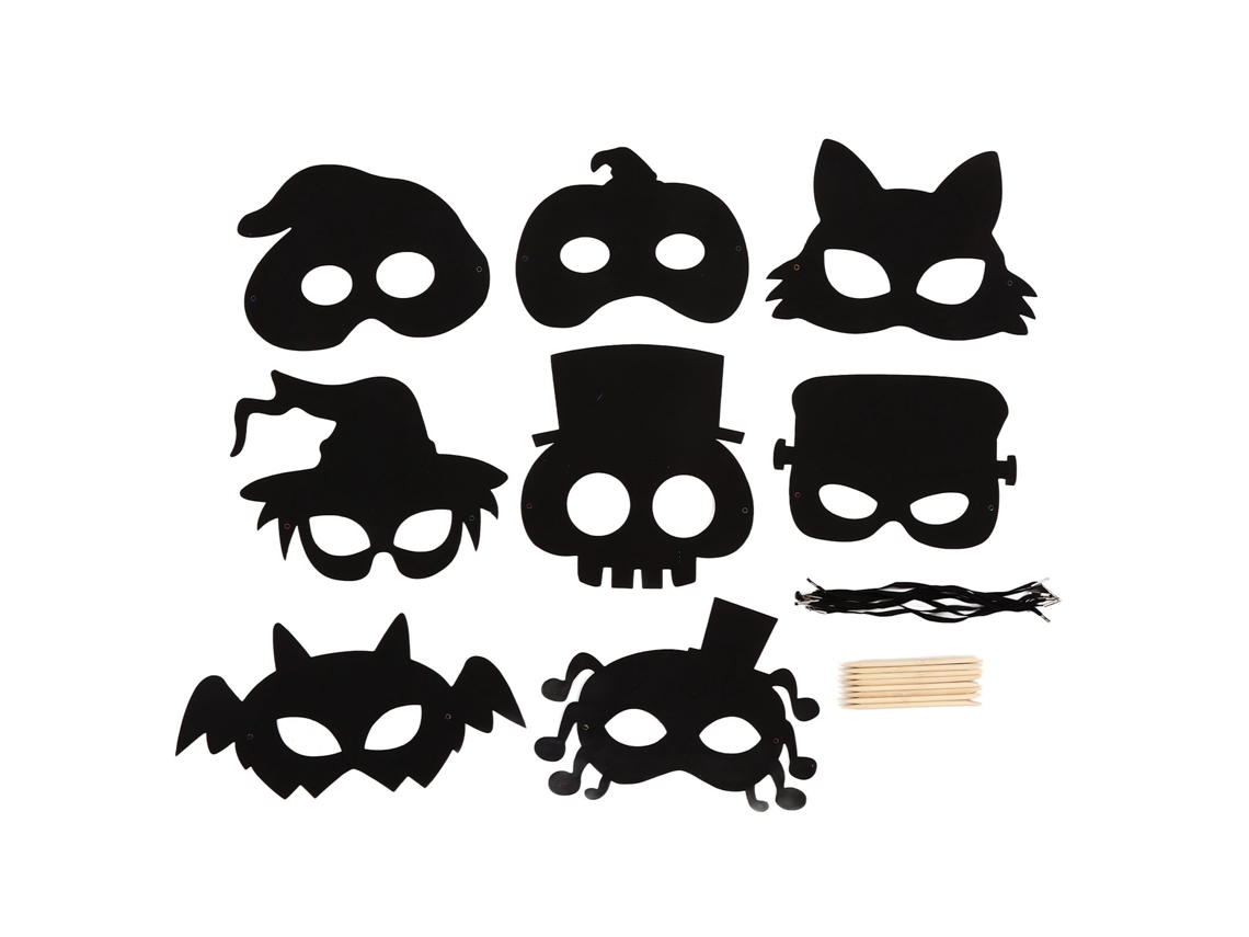 Walshlxq 8 Kits de Máscaras de Halloween com Papel Listrado Arco-Íris para Crianças, Animais e Artesanato