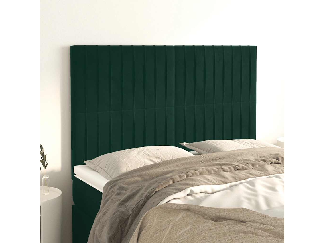 Cabeceira | Painel De Cama Verde Escuro 144x5x118/128 Cm Veludo