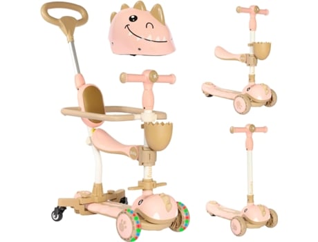 Scooter Evolutiva 3 Em 1 Para Crianças Dinly Com Capacete, Scooter Multifuncional Scooter Para Crianças Dos 12 Meses Aos 6 Anos Twinly
