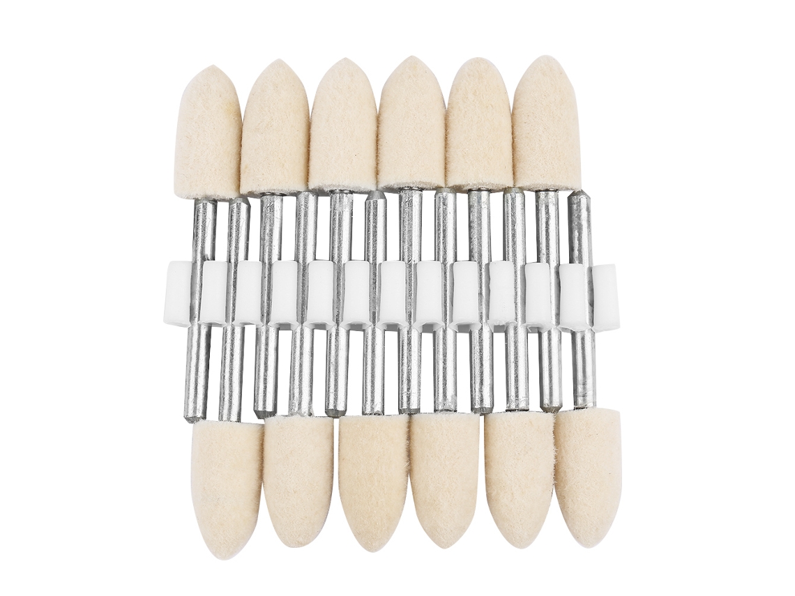 12 Peças Cabeça De Polimento De Lã Com Cone, Roda De Esmalte, Cabo 3mm (8mm) Para Polimento E Esmaltagem