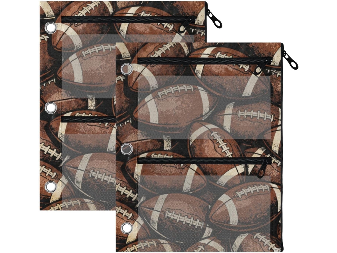 Pasta De Argolas Retrô Futebol Americano Com Estampa 7, 6cm 3 Polegadas