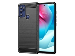 Capa De Tpu Com Textura Escovada Em Fibra De Carbono Para Motorola Moto G60s