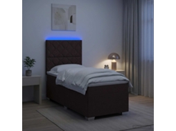 Vidaxl Cama Box Spring Com Colchão Marrom Escuro 90 X 200 Cm Tecido