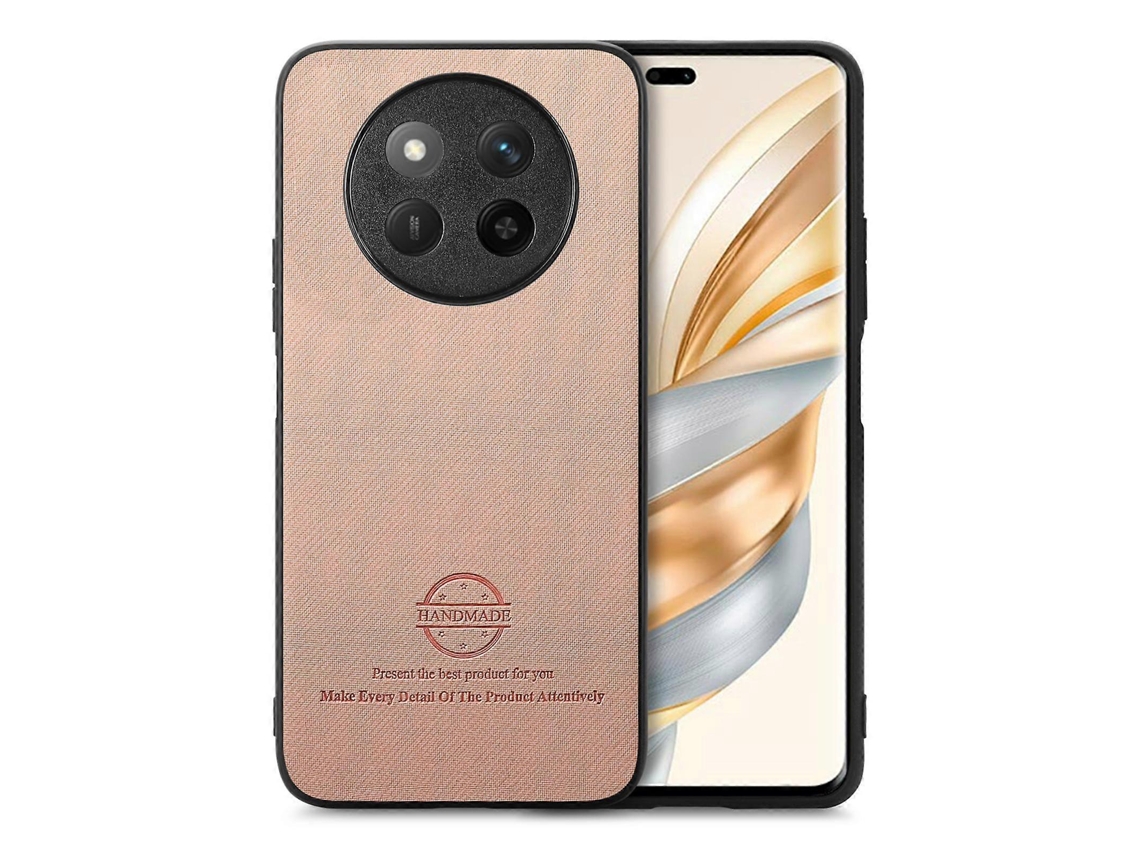 Capa Traseira Para Celular Honor X60 Em Couro Sintético Sarjado.