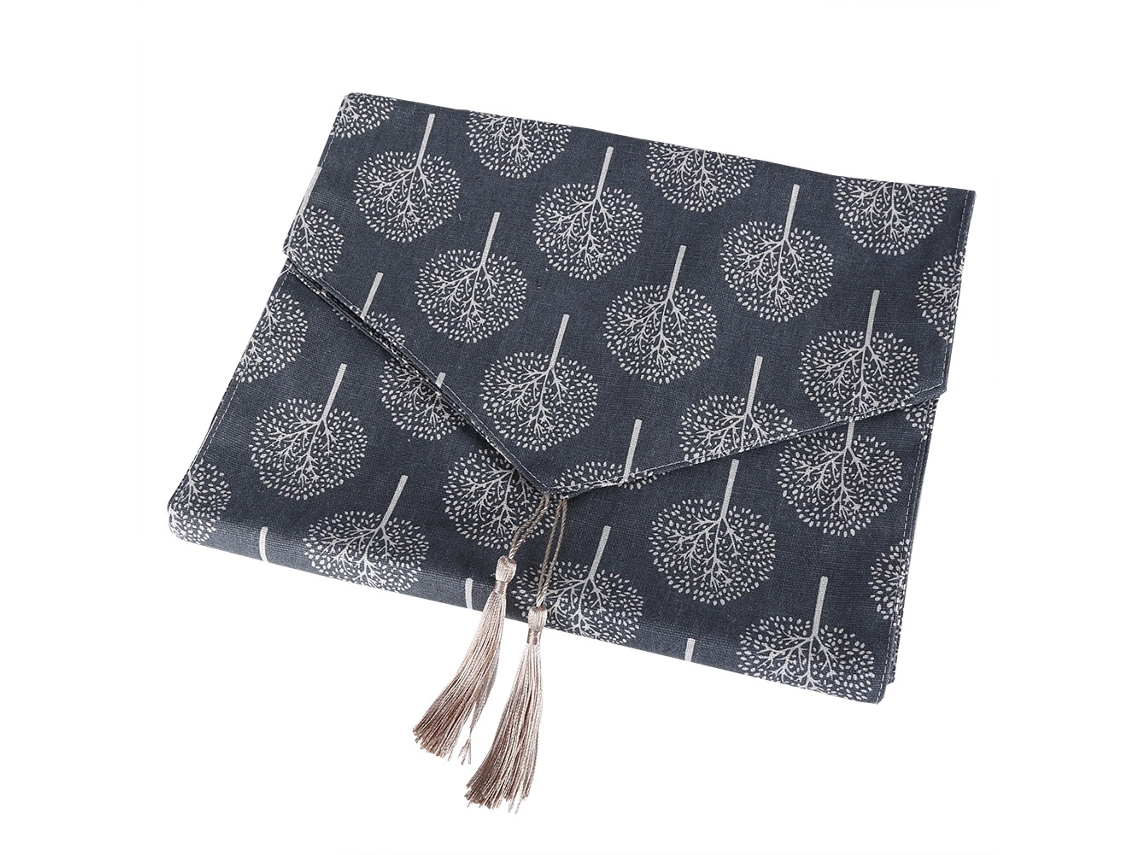 Toalha de mesa dupla de algodão e linho com borlas (cinza, 13 x 70)