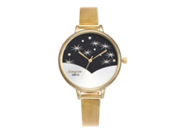 Relógio de Pulso Feminino Elegante Mesh Slim Quartzo Business Casual Dourado