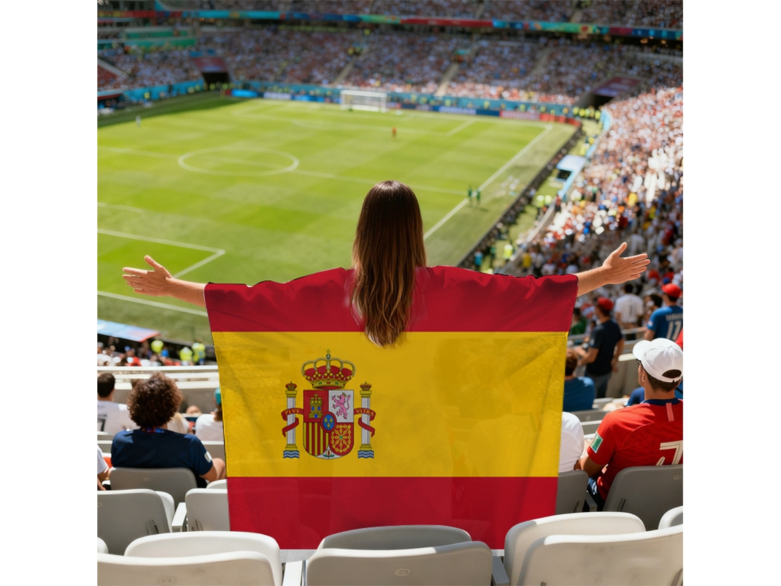 Bandeira Espanha poliéster 150x90cm, manga para haste integrada, impressão resistente ao sol YANYXR