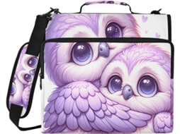 Bolsa Organizadora Fofa Em Formato De Coruja Roxa, Pasta Com Zíper Resistente À Água, Compartimento Laptop E