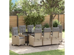 Vidaxl Conjunto De Jantar Para Jardim 9 Unid. Bege Vime Pe