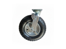 Rodízio Giratório Relaxdays Com Travão, Pneu Pneumático 3.00-4, Até 120 Kg, Placa Para Aparafusar, Preto/prateado