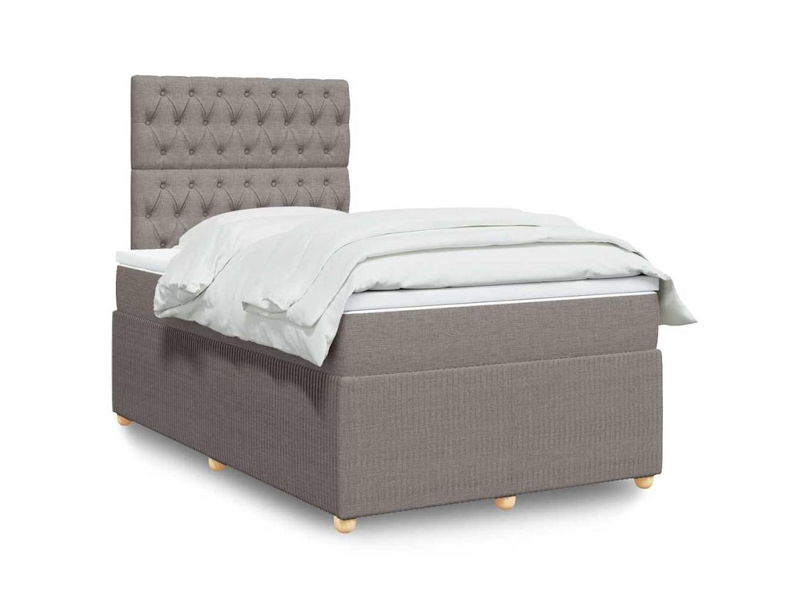 Vidaxl Cama Boxspring C/ Colchão 120x190cm Tecido Castanho acinzentado