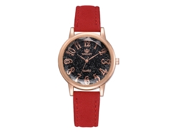 Relógio de Pulso Feminino de Quartzo Clássico com Pulseira de Couro Pu Redondo Fashion