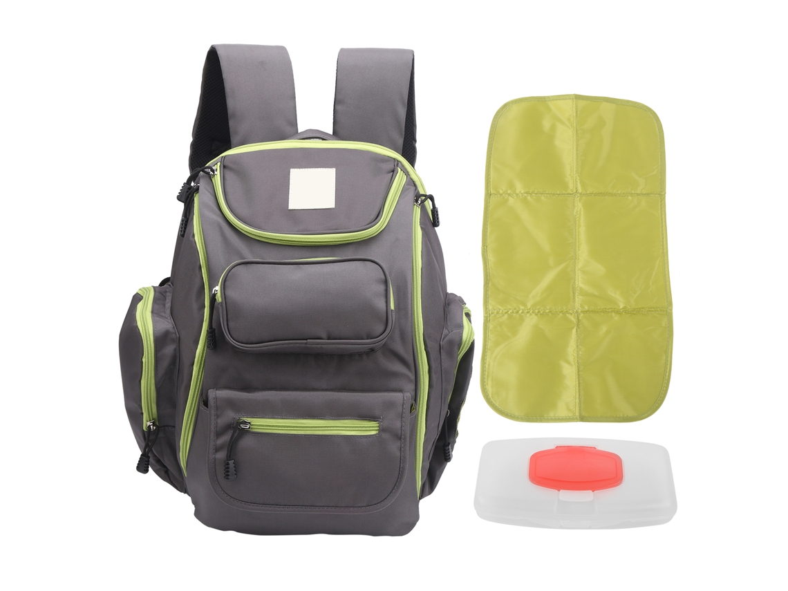 Mali mochila para Fraldas Impermeável Grande Capacidade Maternidade Cinza com 16 Bolsos