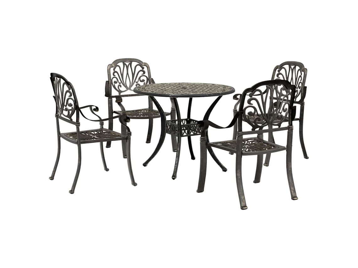 Vidaxl 5 Pcs Conjunto De Jantar Para Jardim Alumínio Fundido Bronze