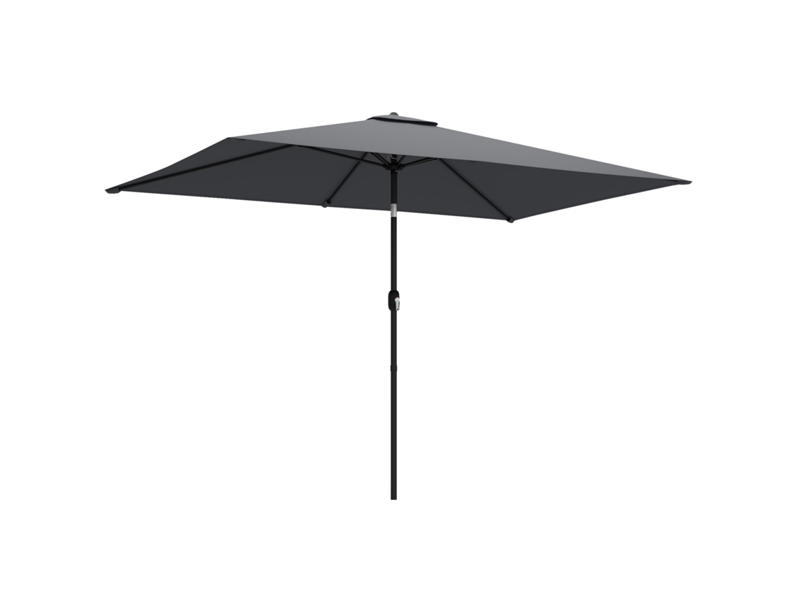Guarda-sol Retangular De Jardim 3x2 M Com Manivela, Em Metal E Poliéster, Cinza Escuro