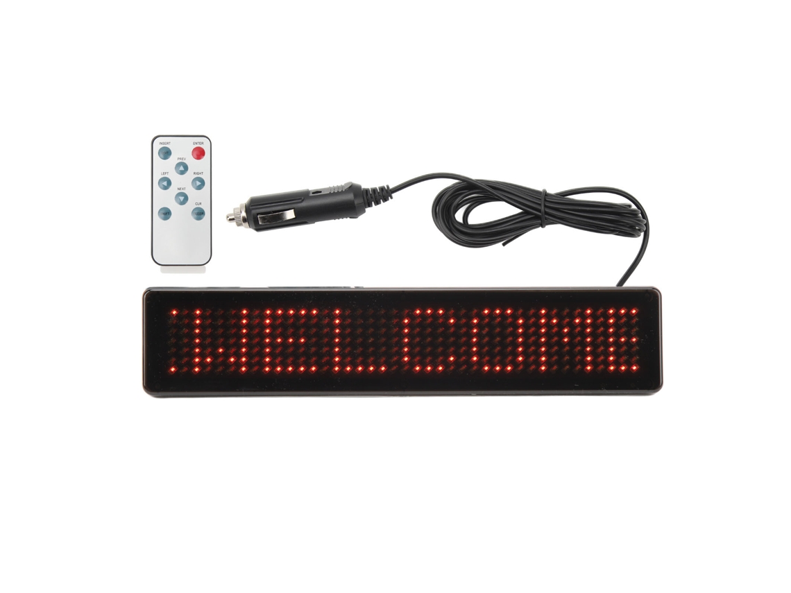 Painel Led para Carro Programável com Controle Remoto Publicitário Letras Vermelhas Dc5‑12v Z741r