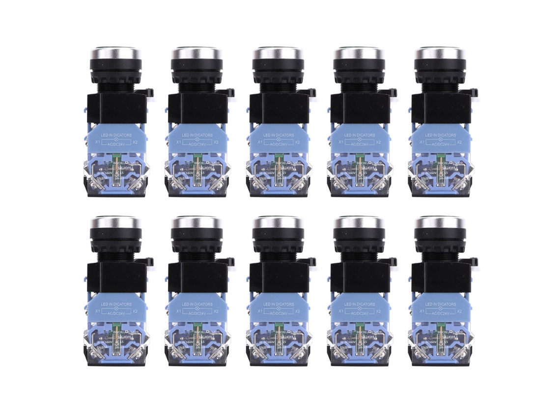 10 Peças Chave Interruptor Botoeira Auto-bloqueio Bem38-11ds Ac/dc24v Luz Verde 1 On 1 Off