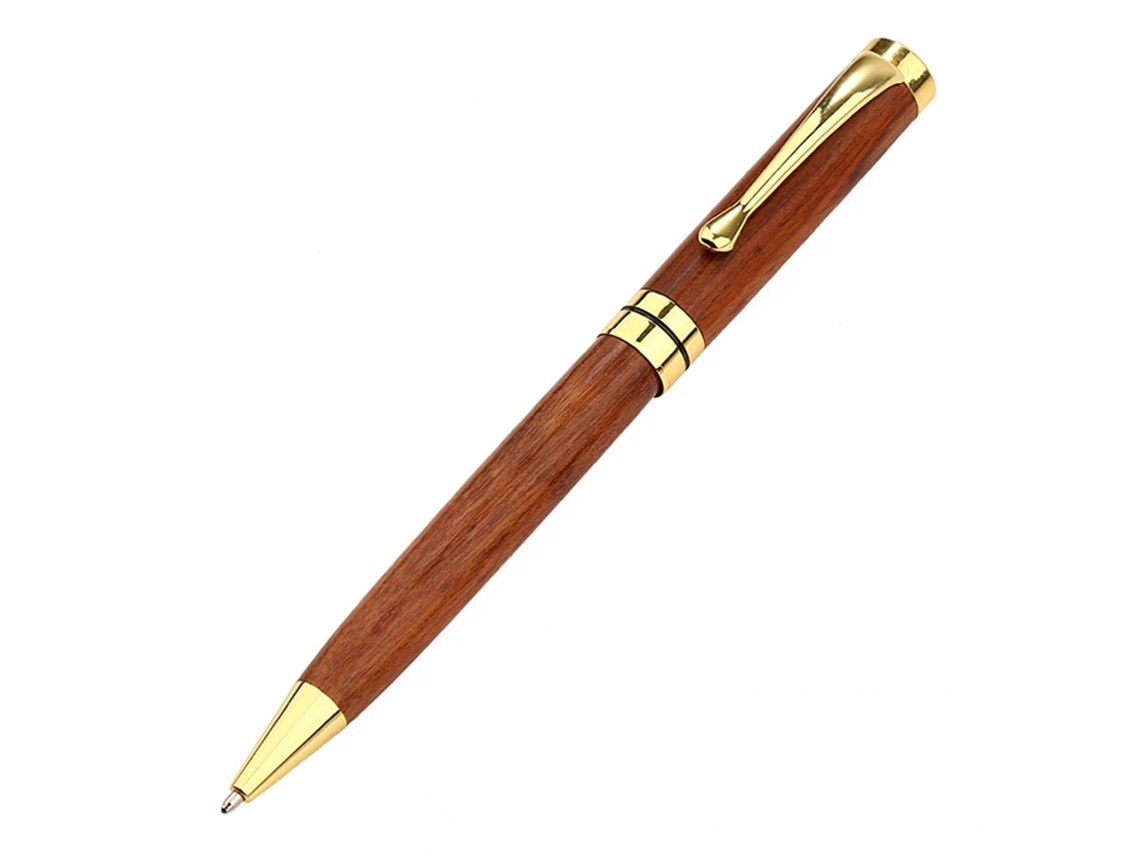 Caneta esferográfica retrátil Twist, design de madeira natural, para escola, escritório, negócios | S/MARCA