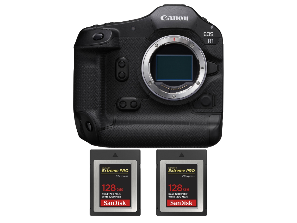 Eos R1 + 2 Sandisk 128gb Extreme Pro Cfexpress Type B + Ebook “20 Dicas para Fotos Que Impressionam” CANON