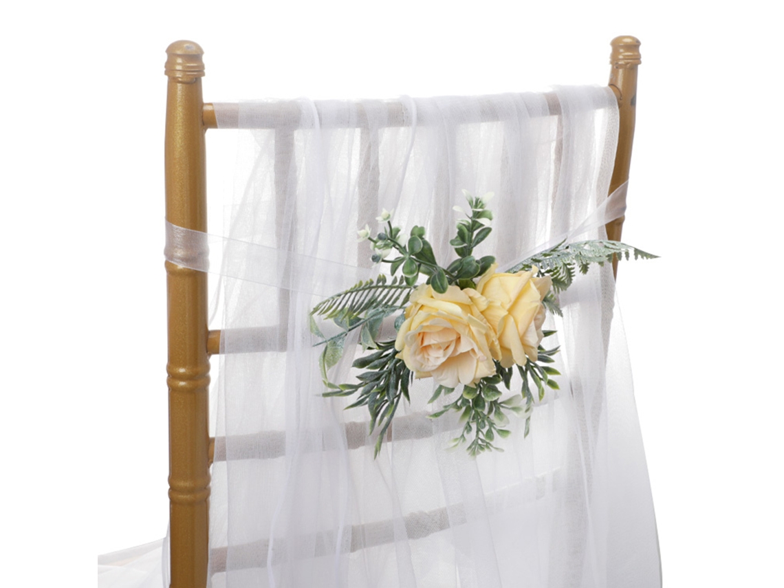 Laxiscreed Decoração De Cadeiras De Casamento Com Rosa Amarela Para Encima E Corredor