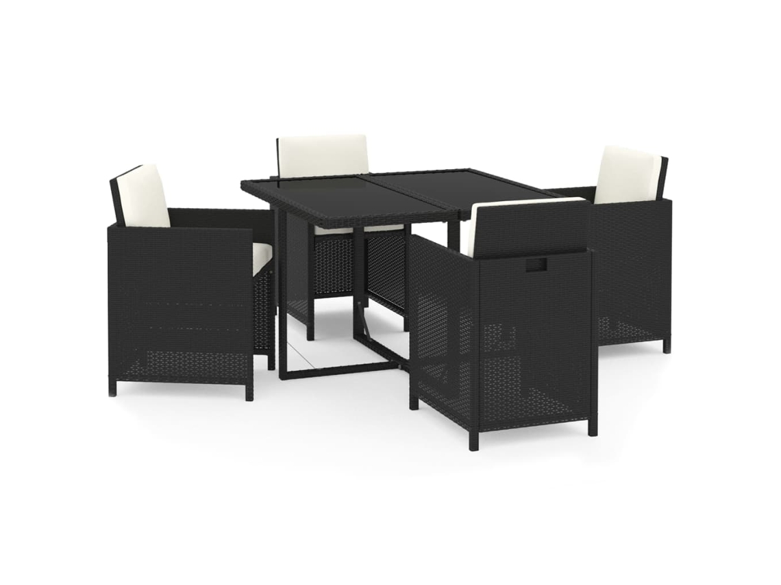 Maison Exclusive - 5 Pcs Conjunto De Jantar P/ Jardim C/ Almofadões Vime Pe Preto