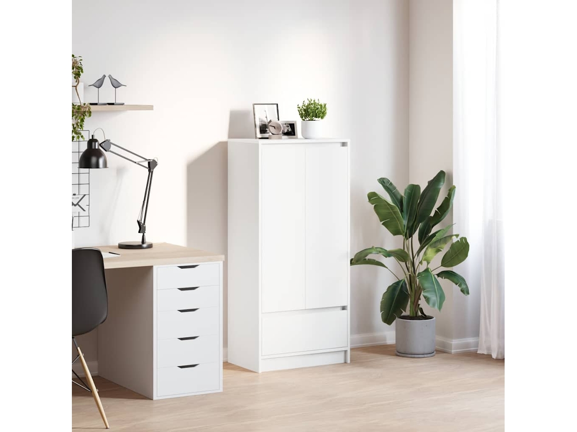 Vidaxl Armário Com Gaveta 55,5x34x119,5 Cm Derivados Madeira Branco