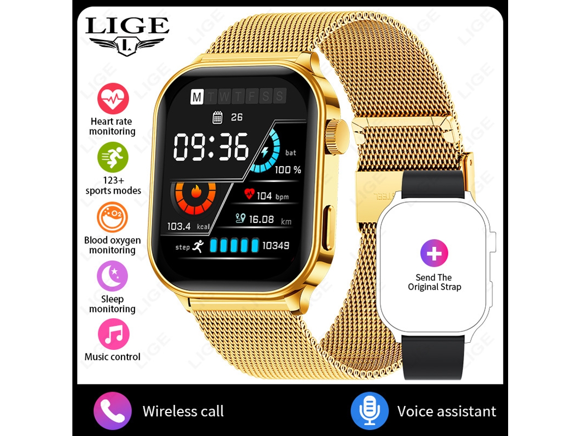 (dourado) Smartwatch De 1,75 Polegadas Com Chamadas Bluetooth Multifuncionais E Monitoramento De Saúde.