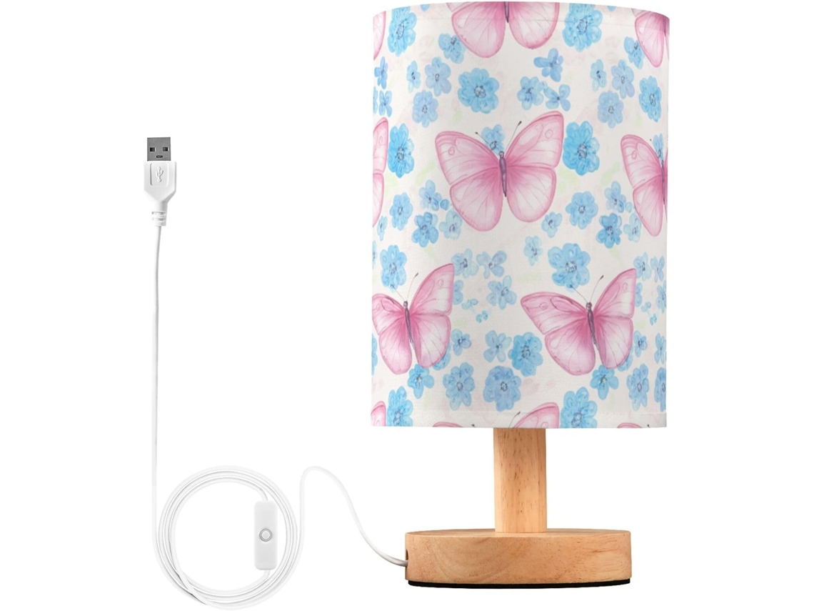 Abajur De Cabeceira Com Borboleta Em Aquarela, Com Porta Usb, Sem Necessidade De Lâmpada, Luz Led Quente Para Quarto