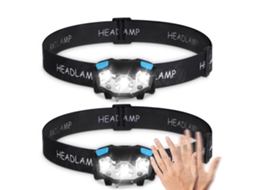 Kit Com 2 Lanternas De Cabeça Led Recarregáveis, Com 5 Modos De Iluminação, Interruptor Duplo E À Prova D'água (pretas)