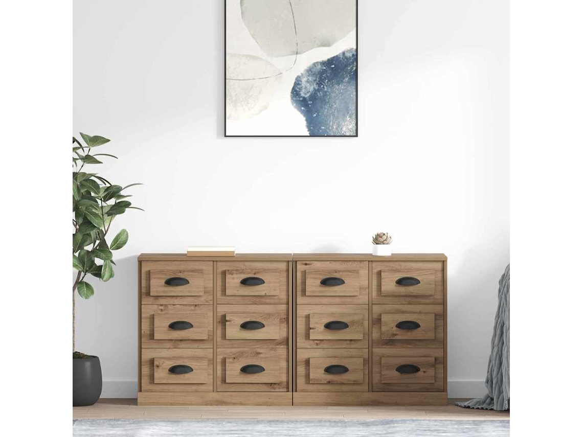 Vidaxl Aparadores 2 Pcs Carvalho Artesanal 70 X 35,5 X 67,5 Cm