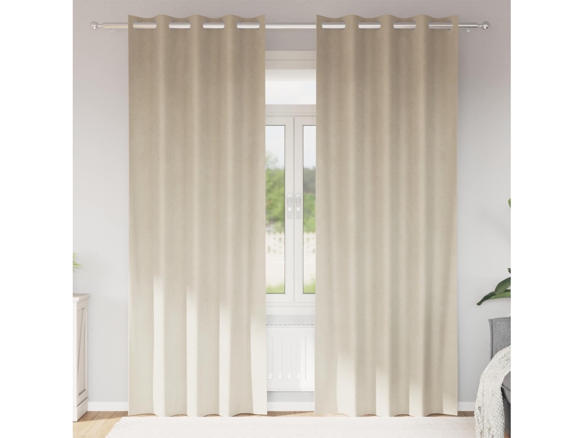 Vidaxl Cortinas Opacas 2 Pcs Creme 140 X 245 Cm Veludo