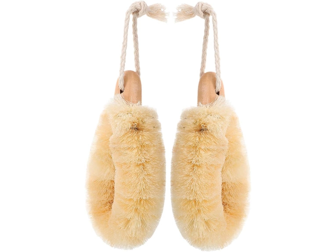 Conjunto De 2 Escovas Banho Esfoliantes Fibra Sisal Plafope Com Cabo Ergonômico, Tamanhos Variados Para Mulheres E