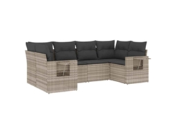 Conjunto de 6 Sofás de Jardim com Almofadões Vime Pe Cinzento Claro MAISON EXCLUSIVE (80x200 cm)
