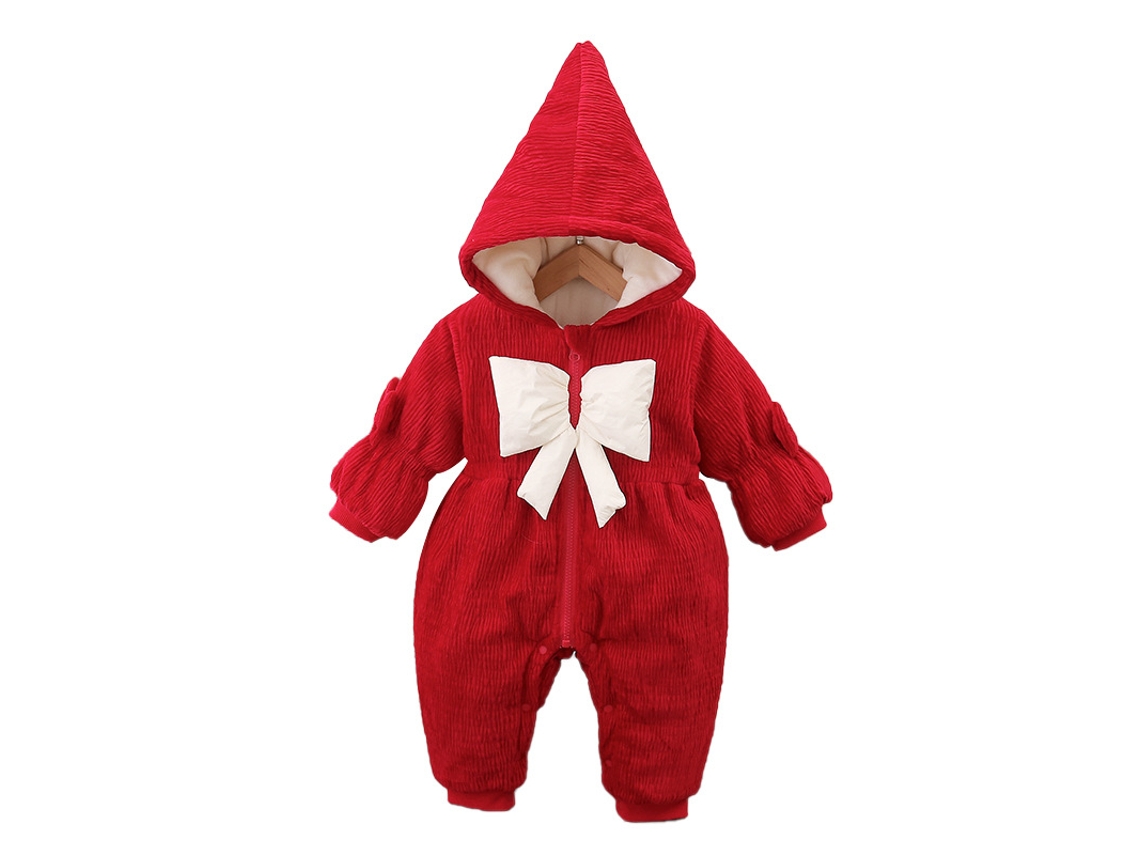 Roupa de Natal Macacão Acolchoado com Arco Macacão Infantil 90Cm