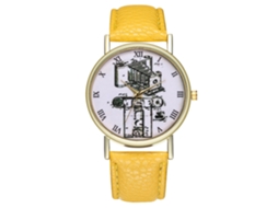 Relógio de pulso feminino Zhoulianfa T303-a amarelo, em couro e movimento de quartzo, para uso profissional.