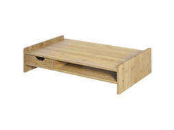 Suporte Para Monitor De Bambu Organizador De Escritório Para Portátil 48x25,5x11,5 Cm Madeira