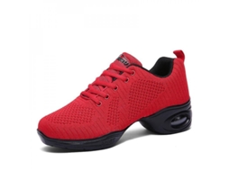 Tênis de dança feminino respirável, sem cadarço, antiderrapante, modelo 2g1902 Eey Quarenta, vermelho