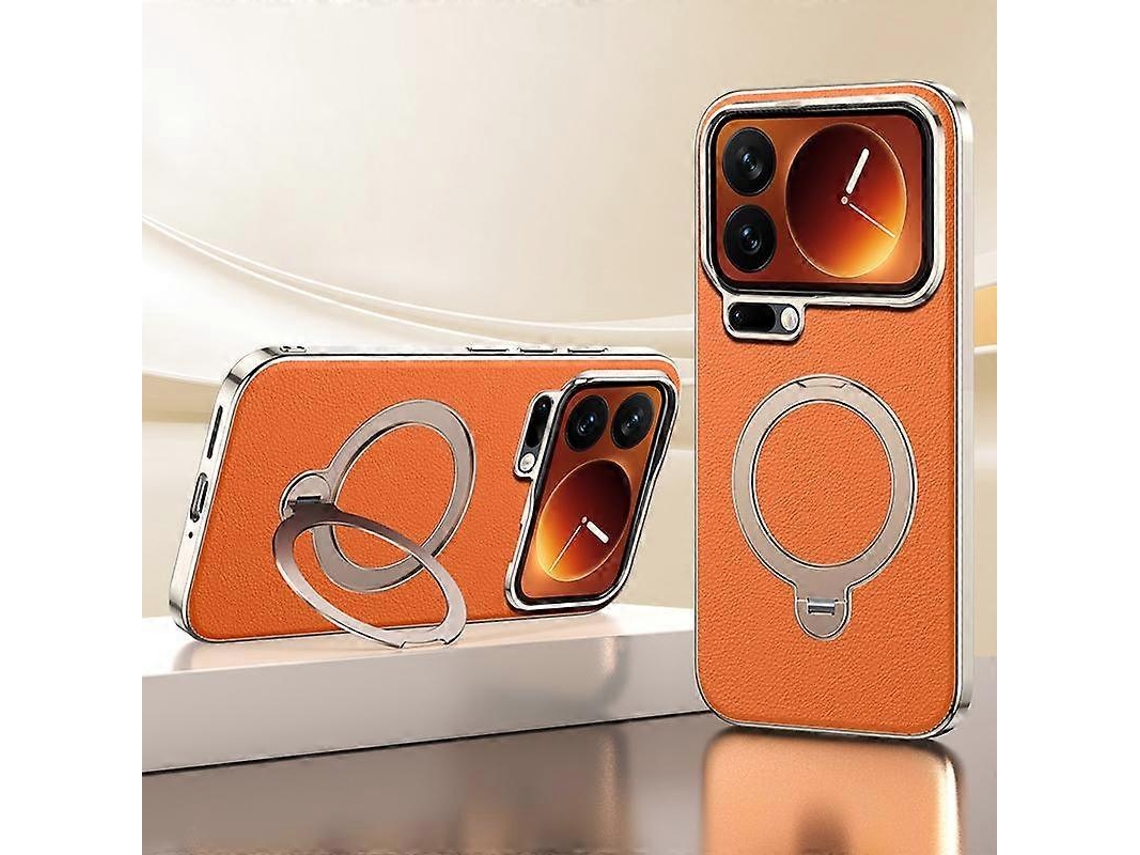 Capa Magsafe Com Textura De Couro Sintético, Design Refrescante E Suporte Giratório De 360 ​​graus Para Xiaomi 17 Pro Max.