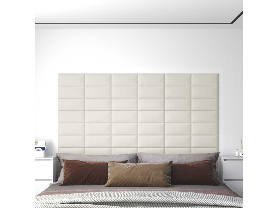 Vidaxl Cabeceira De Parede 12 Unid. Creme Veludo