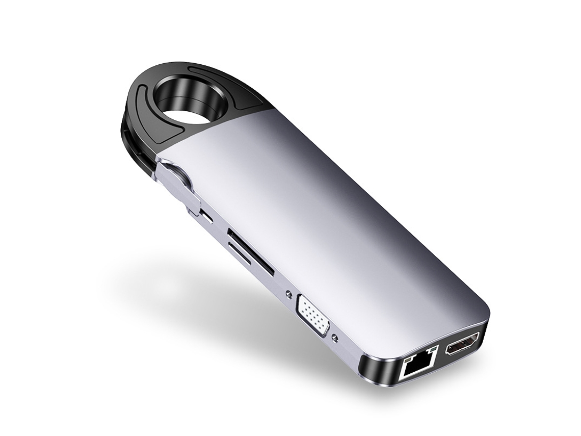 Yizhood 10 em 1 USB C Hub PD 100W Tipo C Adaptador USB 3.0 para Macbook Surface Cinza