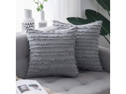 2026 2 Capas de Travesseiro Decorativas Boho de Linho Estampado em Jacquard para Sofá, Sala e Dormitório 18x18 Polegadas Cinza Claro