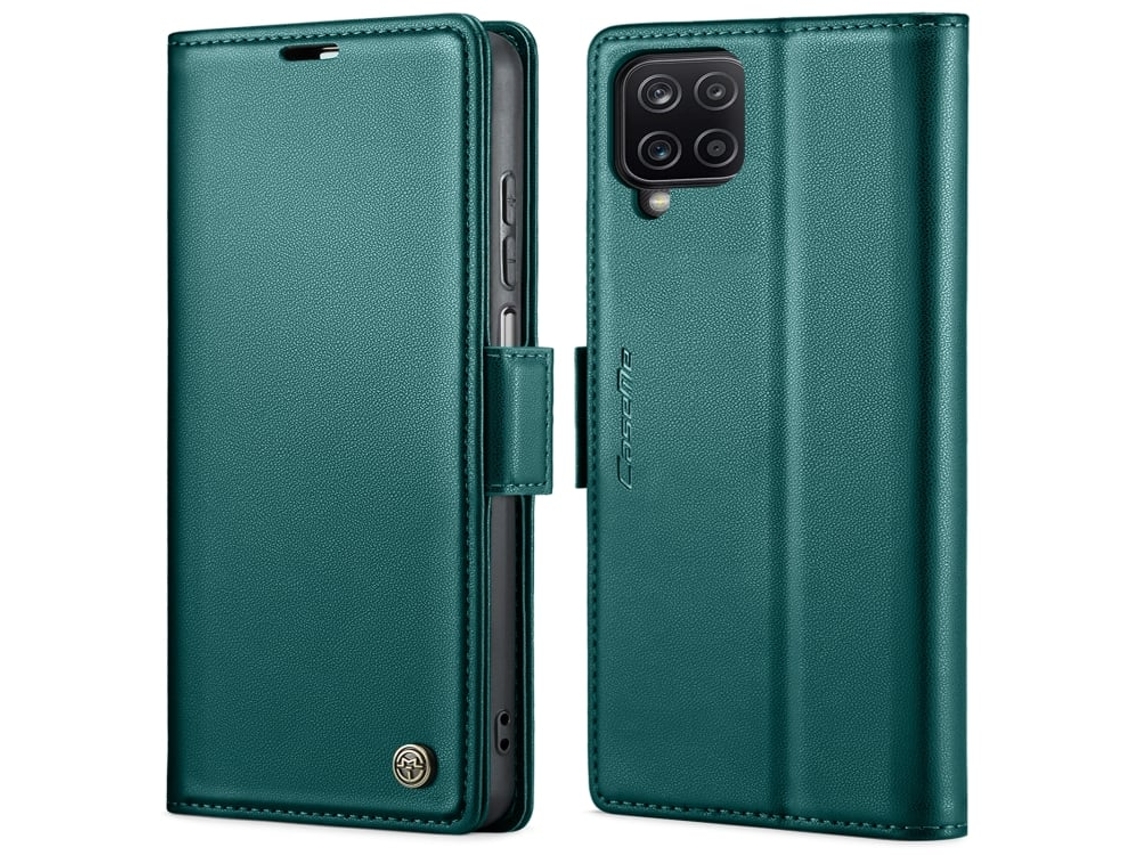 Capa Para Samsung Galaxy A12 5g Borboleta Fivela Litchi Textura De Telefone De Couro Rfid Antirroubo Azul Perolado