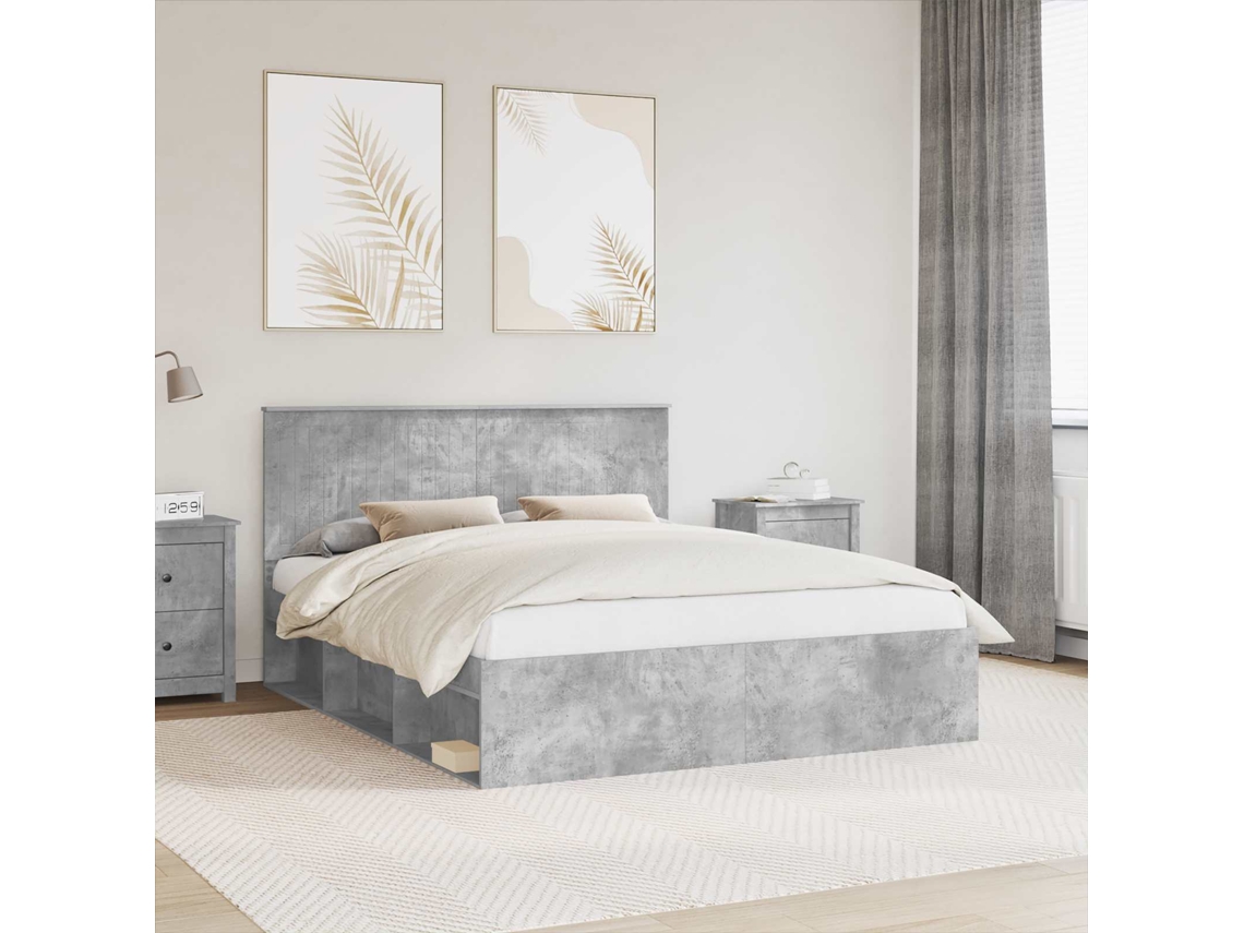 Vidaxl Estrutura Da Cama Com Cabeceira Concreto 160 X 200 Cm