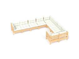 Conjunto de 9 Lounge de Jardim com Almofadões Cor Creme Pinho MAISON EXCLUSIVE