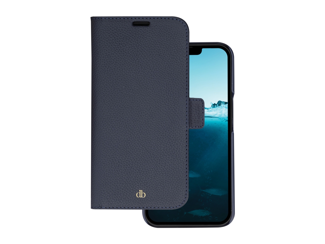 Capa Fólio para iPhone 14 DBRAMANTE1928 Pele Azul